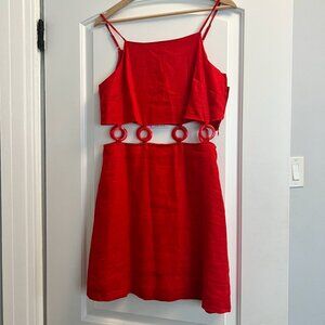 & Other Stories Paris Atelier Red Linen Italian Style 60s Dress